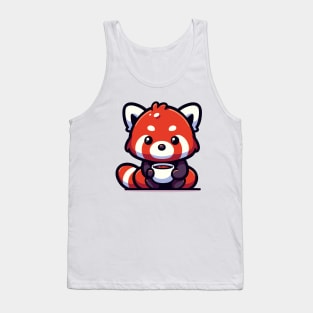 Tea Time Tranquility - Red Panda's Relaxing Refreshment Tank Top